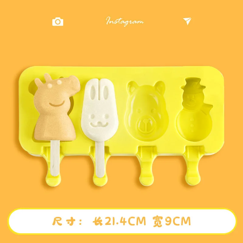 Силиконовые формочки для эскимо сделай сам в форме животного 4 полости форма