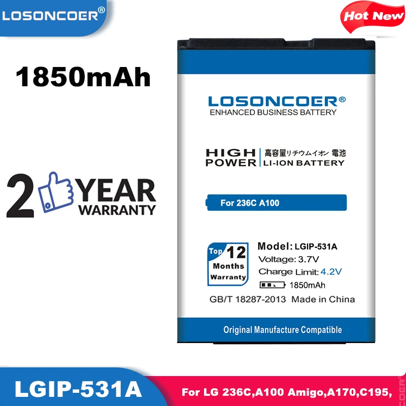 Аккумулятор LOSONCOER для LG 1850 мА/ч с аккумулятором на батарейках 23C A100 Amigo A170 C195 g320гб
