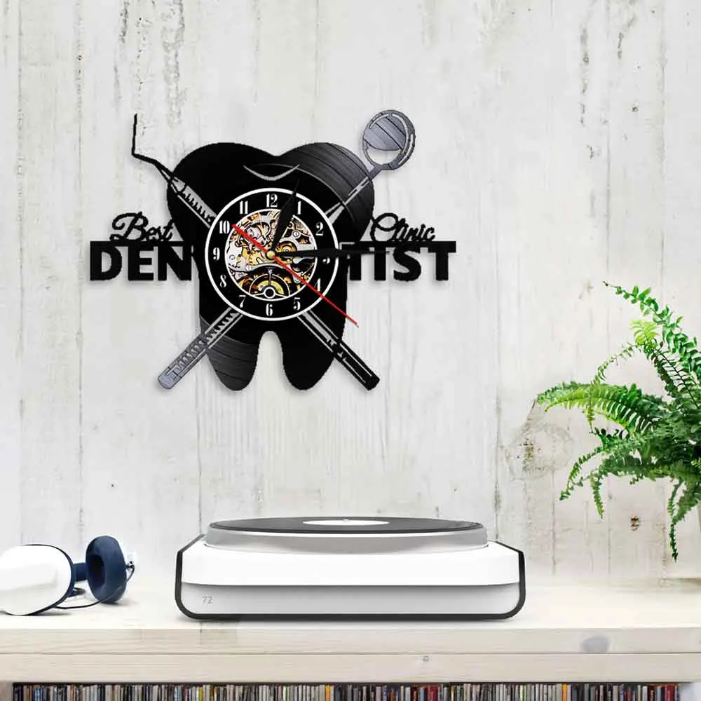 Стоматологическая Виниловая пластинка настенные часы зубы декоративные