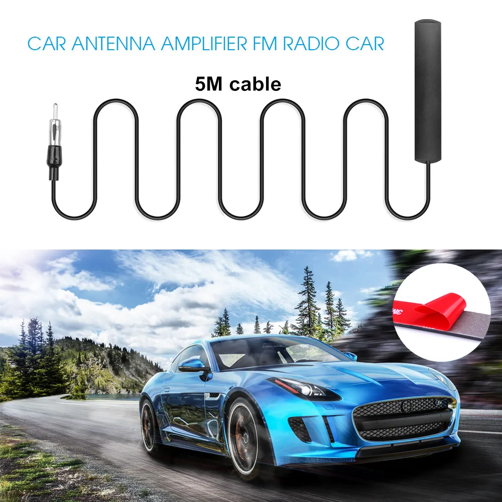 Auto 5M FM signal extension Car Radio Amplifier Patch Antenna Aerial booster With 3M sticky Stability Signal Cable 80 - 120MH | Автомобили