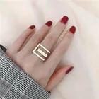 Кольцо женское HUANZHI, золотистое, с геометрическим узором, нестандартной формы, открытое, 2020