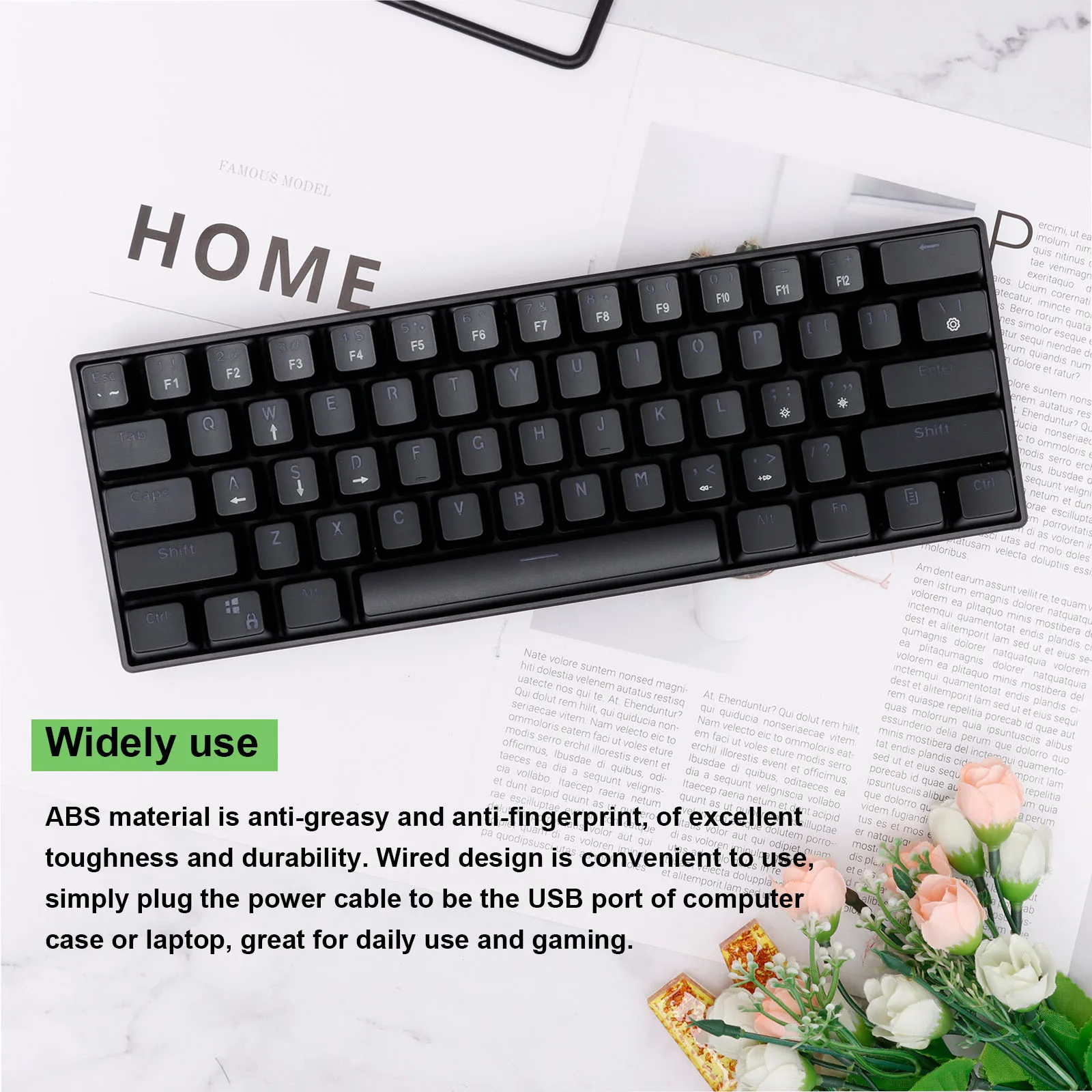 

DK61 Wired USB PC Gamer Suspension Mechanical Feel Keyboard Photoelectric Laptop Computer Backlit Keyboard Wire Keyboards
