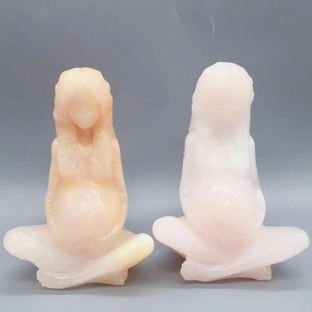 AAA+ 100% Natural Crystal Stone Jade Carved Mother Earth Statue Figures Sculpture Crafts Home Decorations Stone Crafts 1pcs