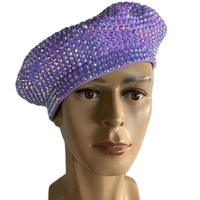 sparkling full of diamonds women berets nightclub singer dancer performance stage headwear ornament evening prom beanie hat