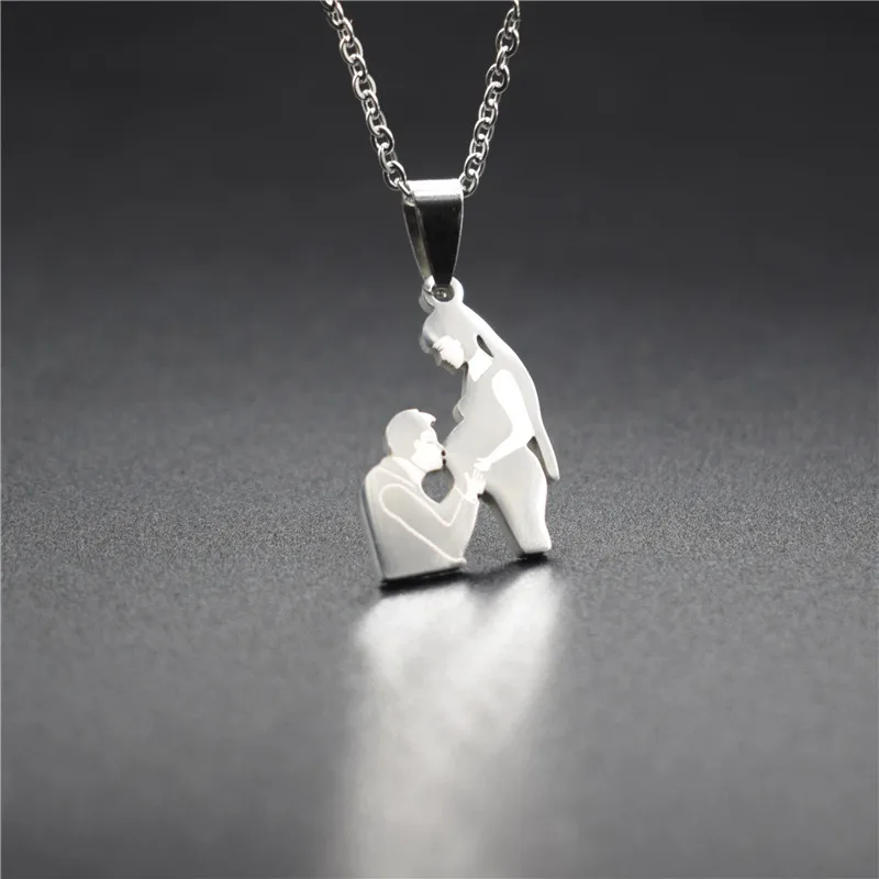 Милые женские ожерелья из нержавеющей стали для беременных папа поцелуй мама и