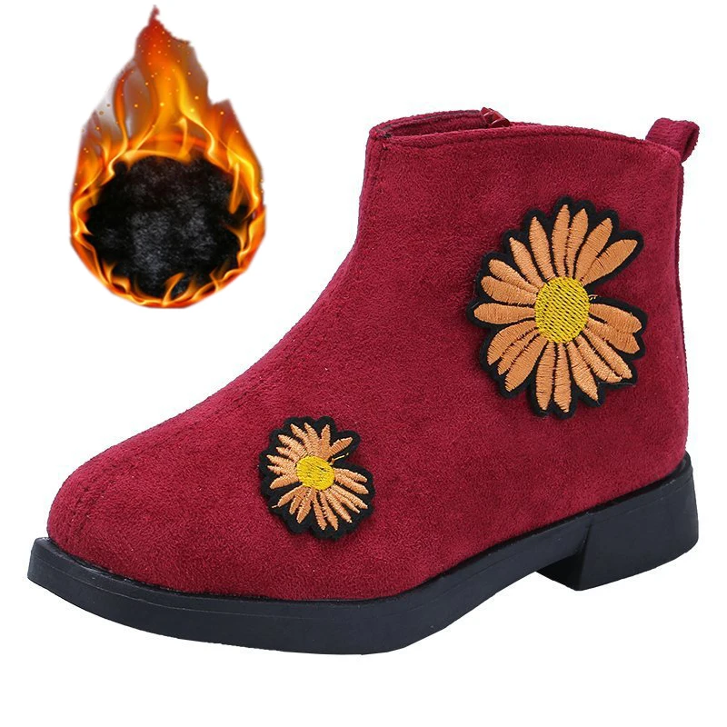 

Winter Children Plus Velvet Flower Princess Cotton Shoes For Big Kids Girls Ankle Martin Boots New 2020 6 9 8 10 1211 Years Old