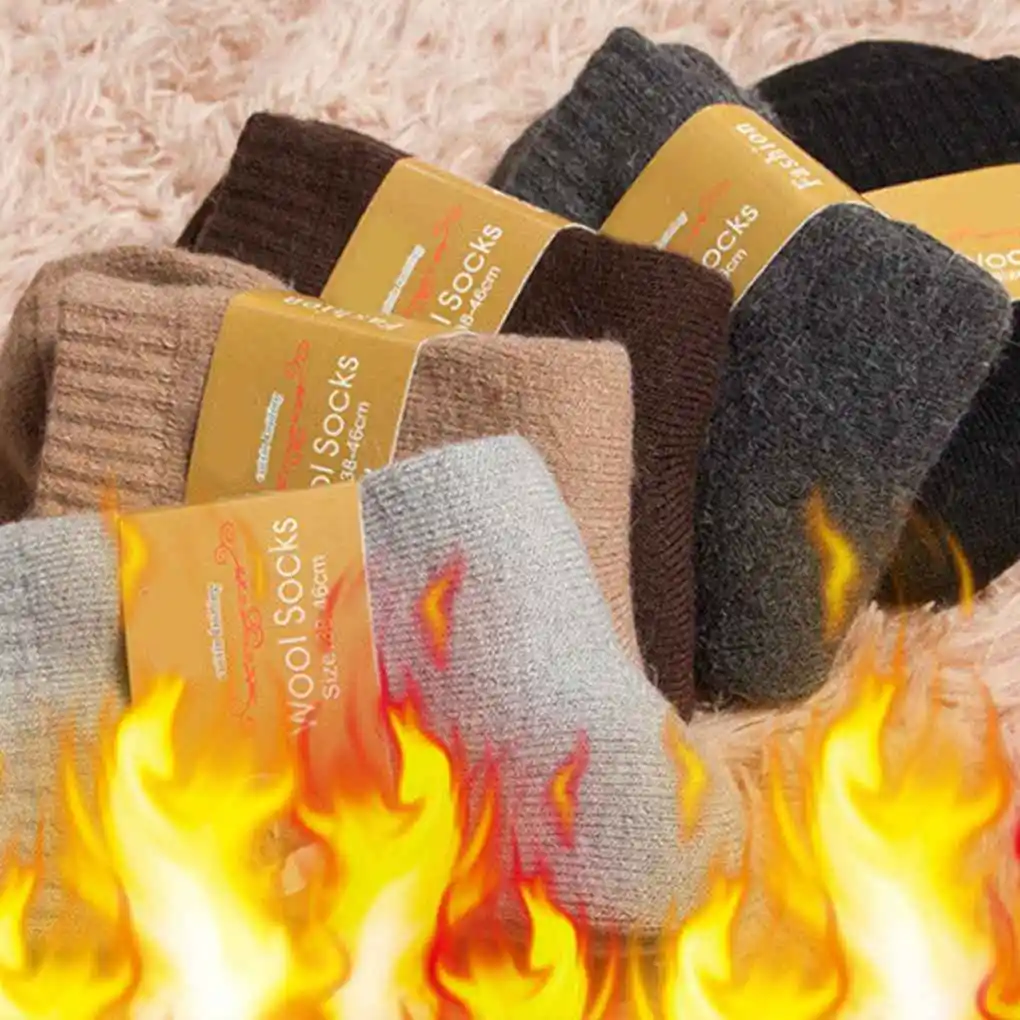 

Зимние мужские носки, мужские толстые кашемировые шерстяные однотонные носки