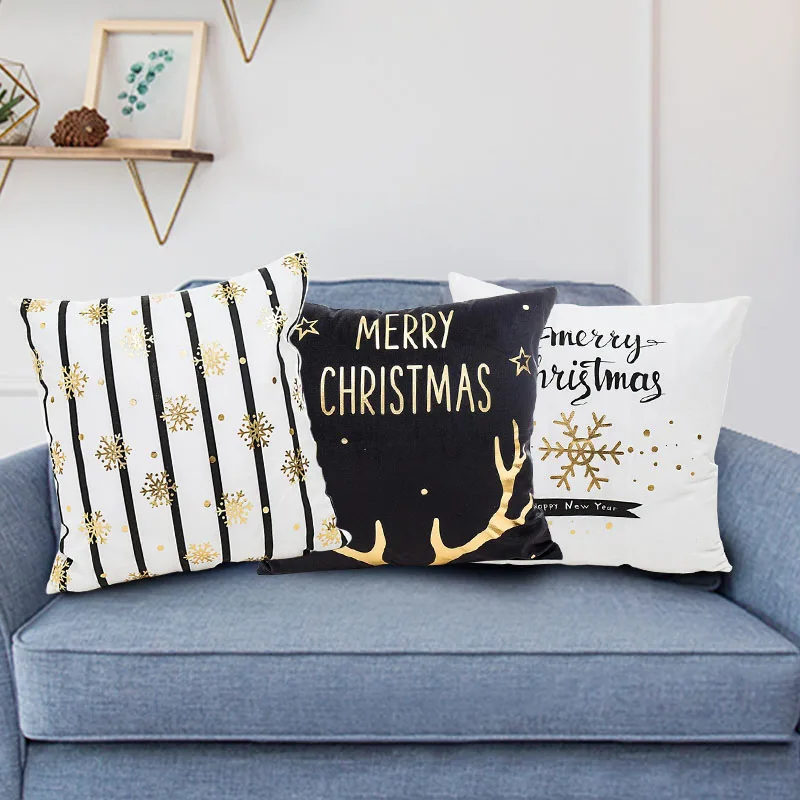 Наволочка из хлопка и льна 45x45 см Рождественский Декор для дома новогодний декор