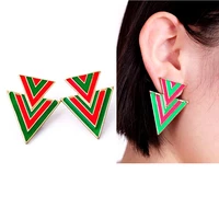 vintage punk colorful enamel triangle earrings for women trendy geometric earrings exaggerating color accessories party jewelry