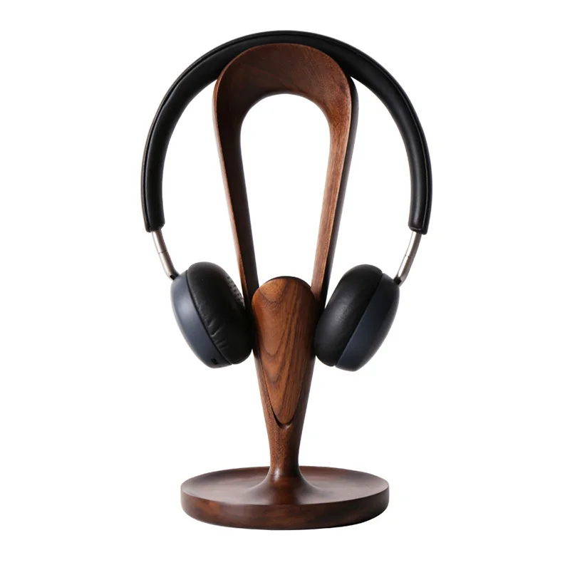 Soporte de madera Natural de nogal para auriculares, Base sólida, estante de exhibición Universal para escritorio, soporte para auriculares Sony