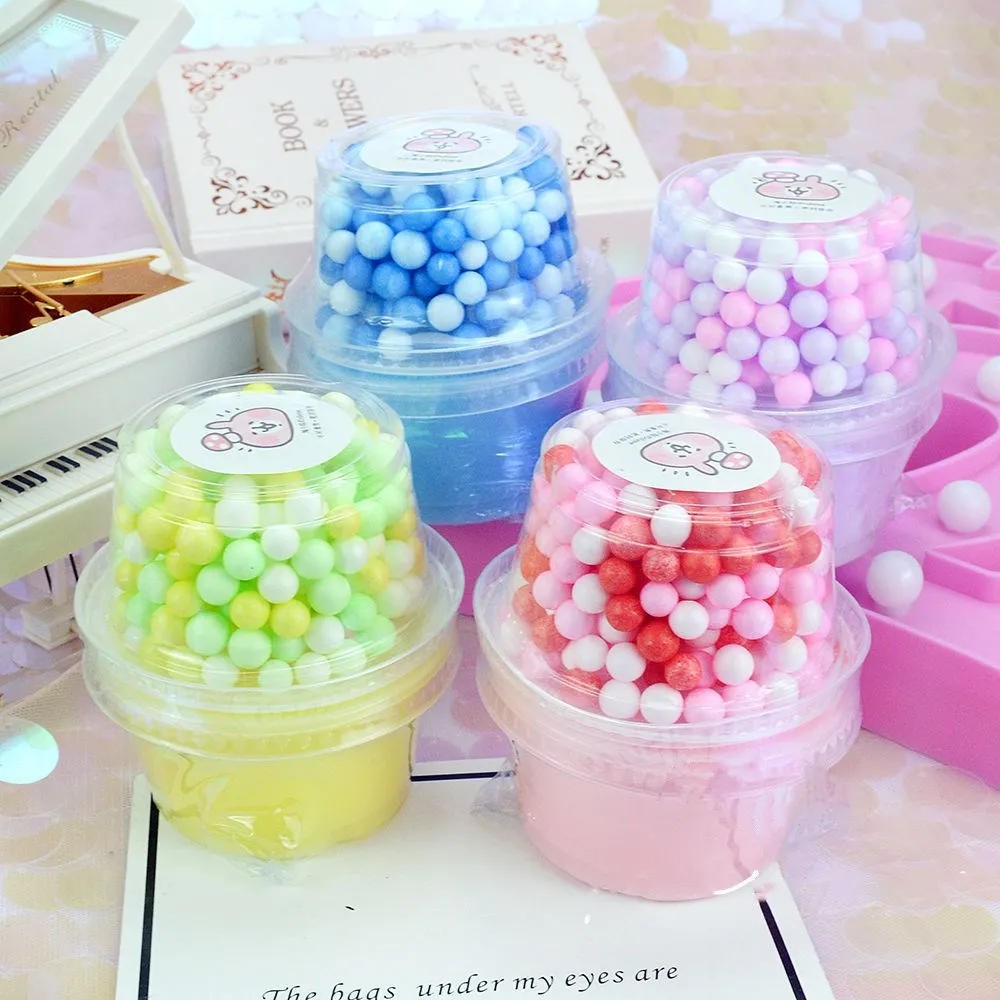 Пушистая слизь с шариками из пенопласта полимерная глина супер светильник