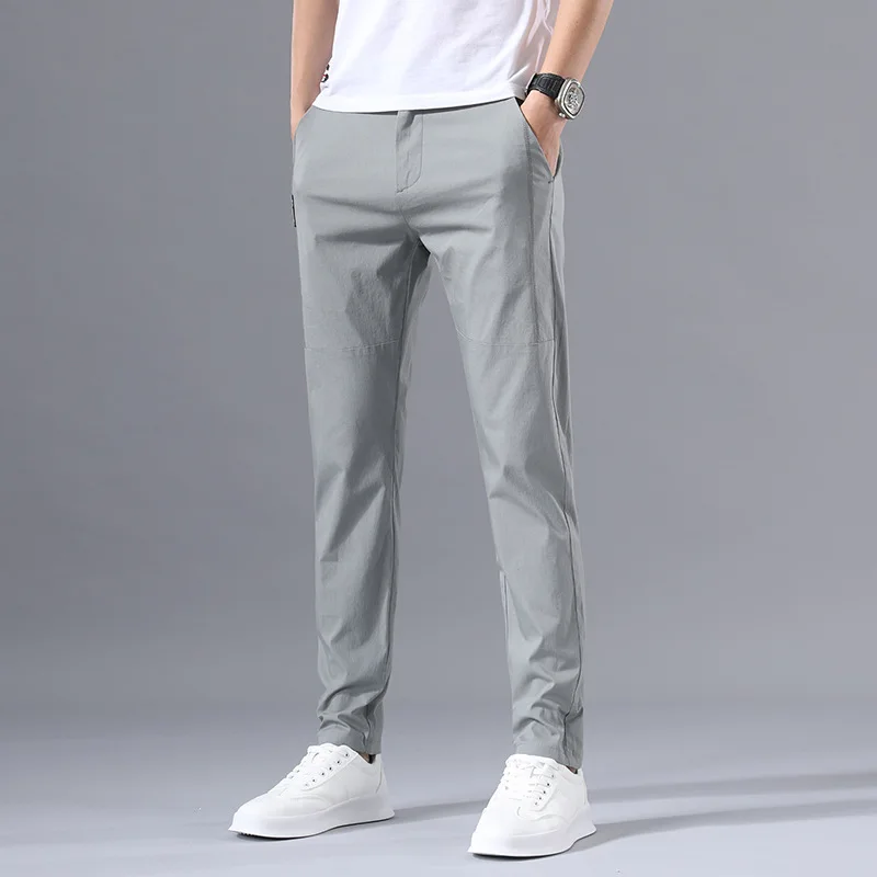 

NINIBEIBEI Men's casual pants 2021 new fashion summer slim straight thin men's elastic skin friendly breathable pants