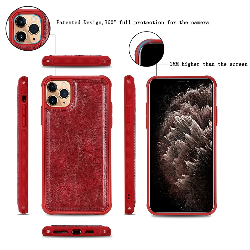 Ретро многофункциональный съемный кошелек на молнии чехол для iPhone 11 11 Pro Max X Xs Max XR 6 6S 7 8 Plus Флип из искусственной кожи чехол