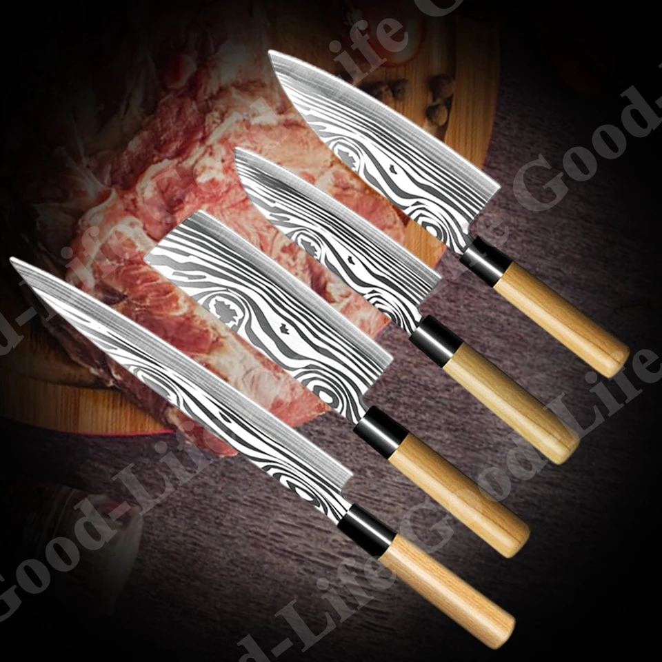 

Женский кухонный нож, дамасский лазер, нож шеф-повара с рисунком рыбы, сашими, резьба, инструменты для готовки