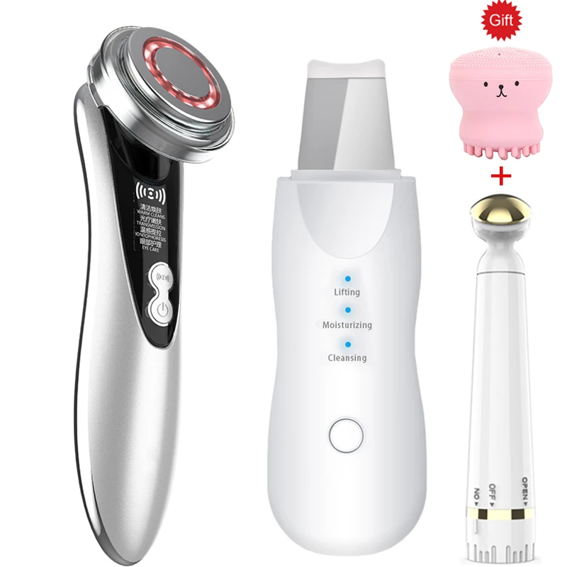 

Color light beauty instrument facial eye electronic beauty instrument +Ultrasonic Skin Scrubber Facial Cleansing Peeling Machine