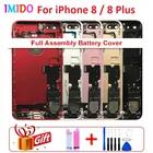 Корпус батареи для iPhone 8 8 Plus полная сборка задняя дверь задняя крышка Запасные части Боковая кнопка средняя рамка Шасси гибкий кабель
