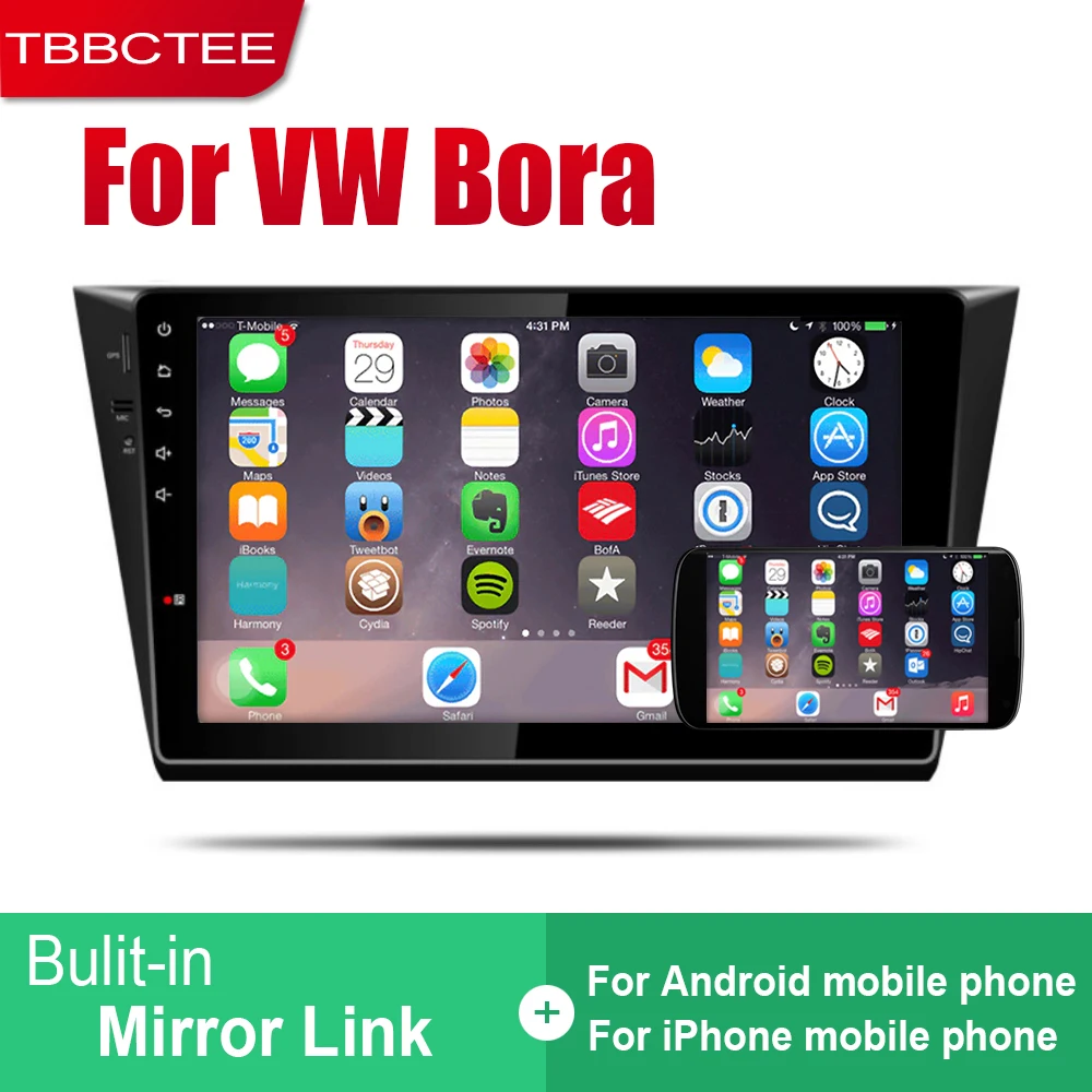 Автомобильный GPS навигатор TBBCTEE Android для Volkswagen VW Bora 2016 ~ 2019 плеер с навигацией Wi Fi