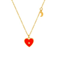 davini fashion love heart inlaid zircon clavicle chain pendant necklace titanium steel 18k gold moon star necklace jewelry