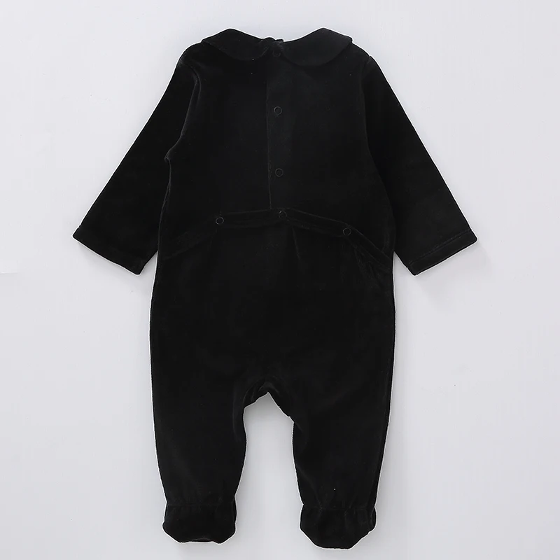 veludo preto footies roupas de veludo bebê