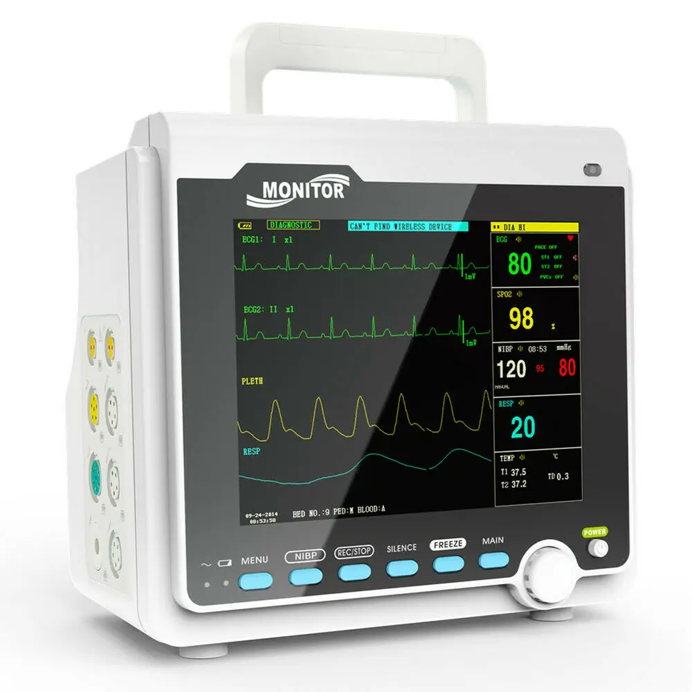 CONTEC портативный 6 параметров 8 &quotVital Signs монитор пациента ECG NIBP RESP SPO2 PR Temp CMS6000