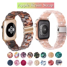 Resin Strap for Apple Watch Band 6 44mm 40mm 42mm 38mm Woman Loop Watchband for Iwatch Series 6 Se  5 4 3 2 1 Correa Transparent