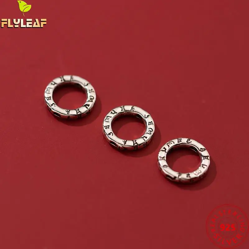 

3PCS Thai Silver Buddhism Sanskrit Circle Spacer 10mm Beads 925 Sterling Silver DIY Charms Bracelet Necklace Jewelry Accessories