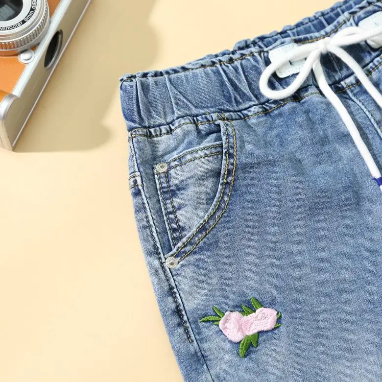 

COCOEPPS 4XL 5XL Summer Plus Size Hole Harem Jean High Waist Casual Embroidery Jean Women's Large Size Loose Elastic Waist Jeans