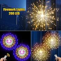 200led firework lights remote control dimmable copper wire fairy string lamp ip67 outdoor wedding lighting christmas decoration
