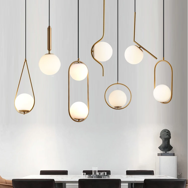 Скандинавский золотой черный металлический светодиодный подвесной светильник