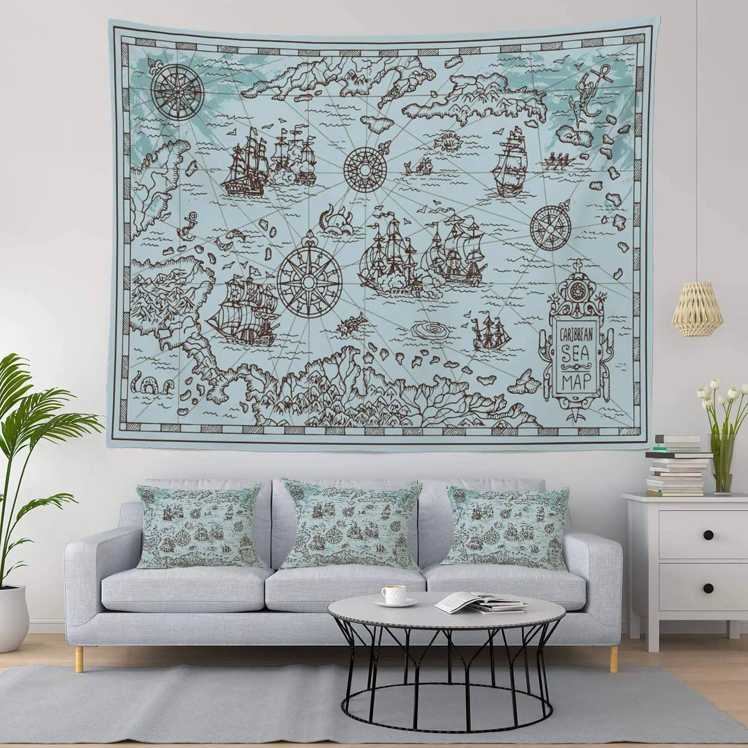 Hompon карта гобелен Пиратская Карта сокровищ парусник рисунок на стене большой