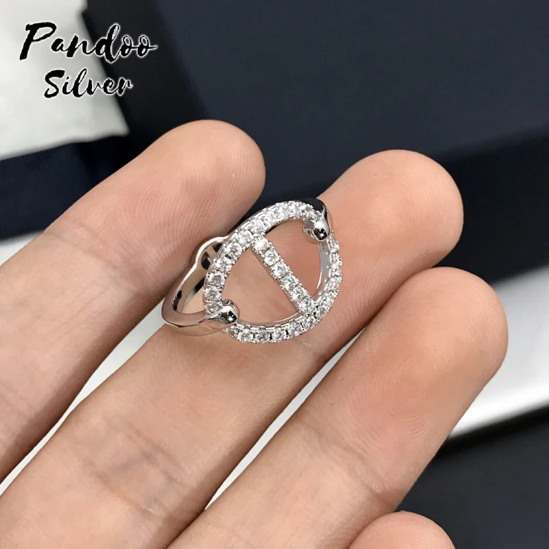 

High Quality Sterling Silver Original Jewelry, Maille Marine Ring Paved Zirconia Stone For Women Party GiFT With Logo