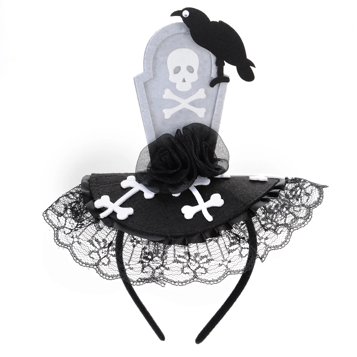 Женский обруч для волос в виде вороны и скелета |