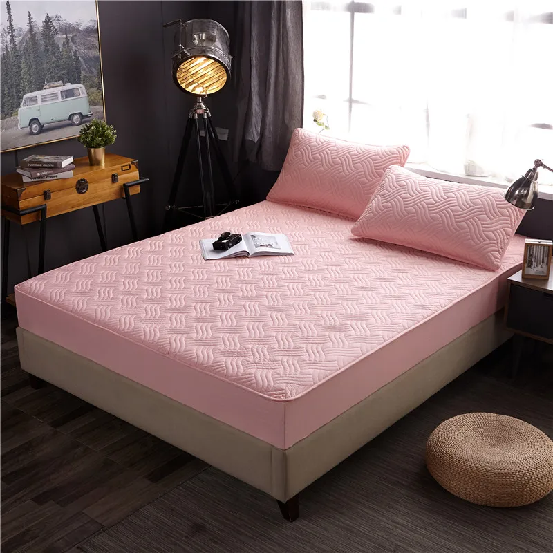 

ADOREHOUSE Wave Shape Mattress Protector Breathable Mattress Cover Embossed Washable All-inclusive Fiber Topper Pad