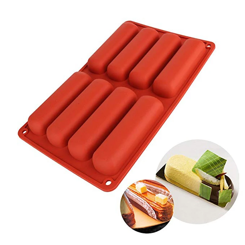 

BEEMAN 8 Form Silicone Baking Mold Classic Collection Shape Non Stick Eclair Hot Dog Sausage Silicone Mold Baking Tools For Cake