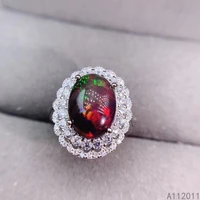 kjjeaxcmy fine jewelry 925 sterling silver inlaid natural black opal new female ring fashion support detection