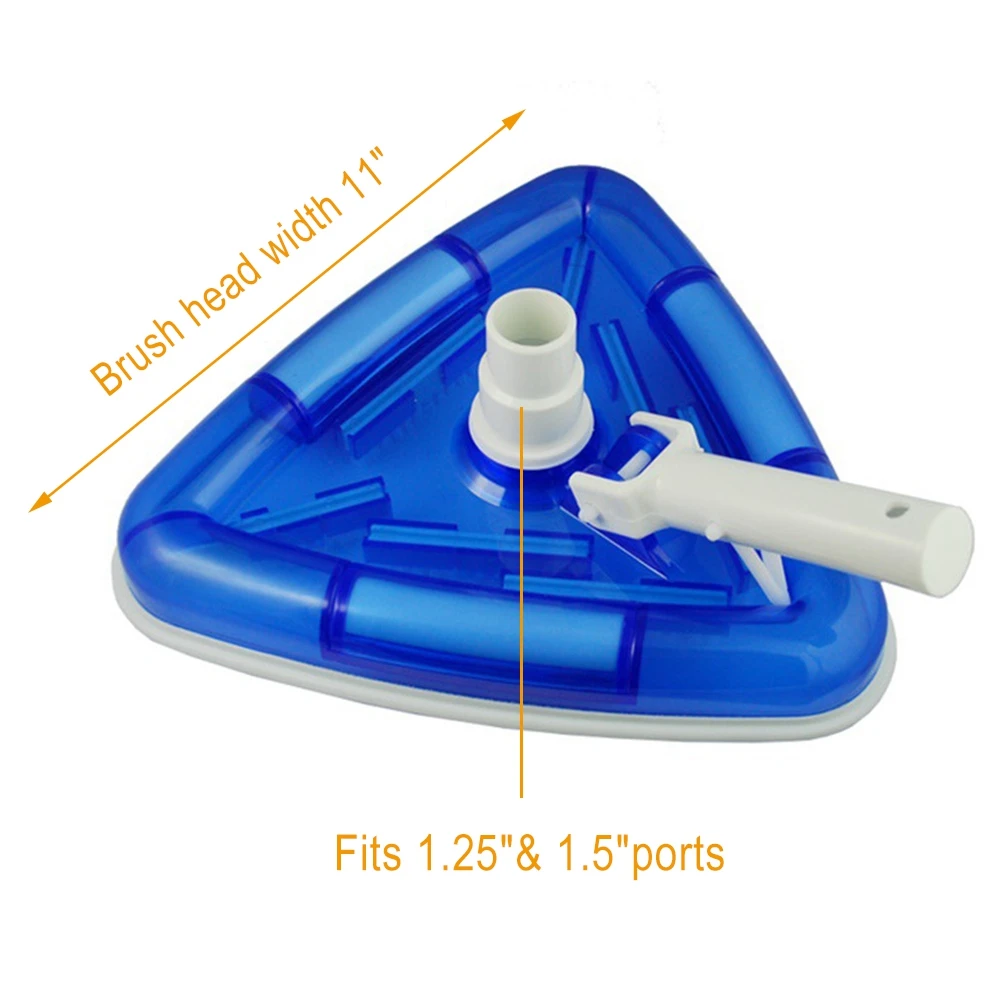 

See-Thru Pool Vacuum Head/ Triangular Transparent Triangular Blue Vacuum Head with Swivel Brush Weighted Base for Vinyl Pools