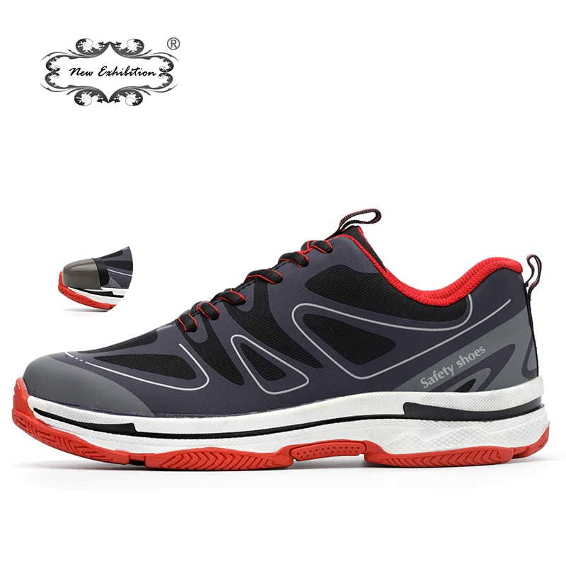 Мужские кроссовки с сетчатыми вставками дышащие сверхлегкие со стальным носком