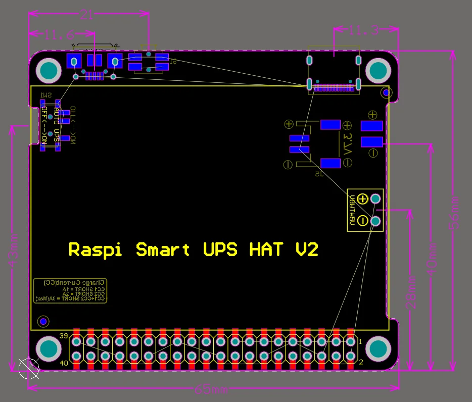 UGEEK UPS 2 шляпа с батареей для Raspberry 4B/3B+/3B | Поддержка 3A зарядного устройства/тока выход | совместимый с быстрой зарядкой QC3