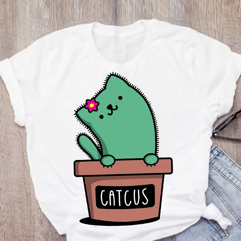 

Cactus Fashion cute Funny Print Women T-shirts Summer Top Female T Shirt 90s Harajuku Causal Round-neck Ladies Tees top Shirts