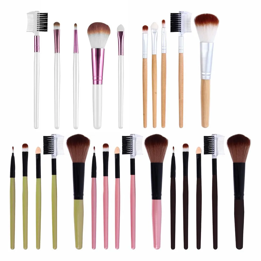 Профессиональные женские кисти для макияжа лица 5 шт./компл. или 1 с деревянной