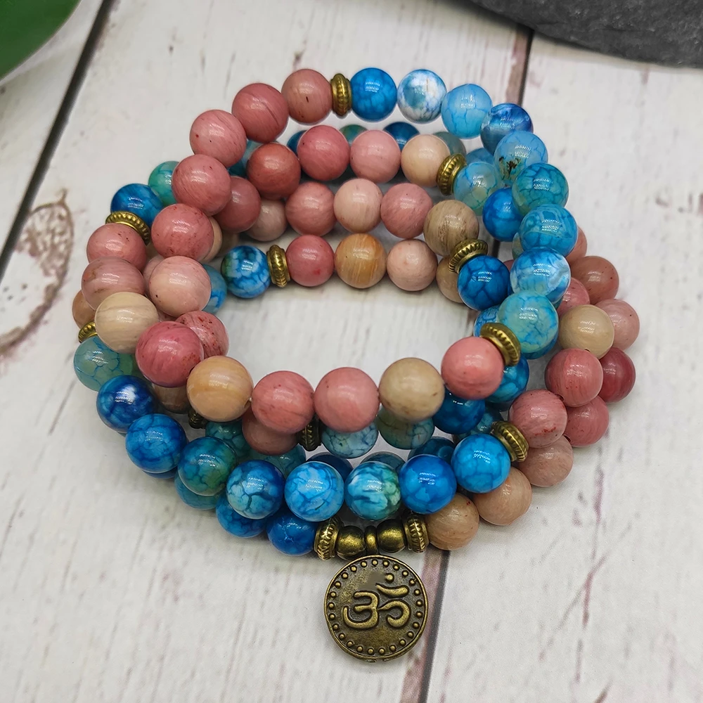 Новый красивый женский браслет для йоги шарик мала 8 мм камень Апатит 108 бусины