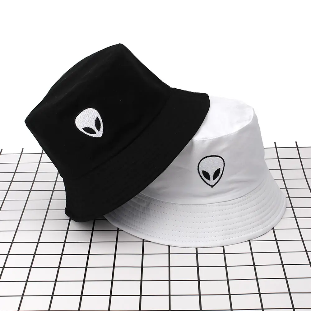 

Unisex Embroidered Alien Foldable Bucket Hat Women Beach Sun Hat Streetwear Fisherman Cap Men's bucket hat sombrero cubo hombre