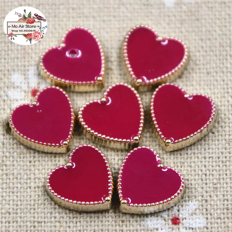 50 шт. 12 5 мм Разноцветные пуговицы в форме сердца с плоским основанием для