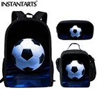 Рюкзак INSTANTARTS мужской, для мальчиков-подростков, с принтом футбола, повседневный рюкзак для начальной школы