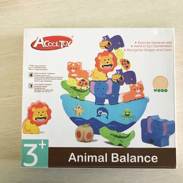

Wooden Montessori Toys Animal Assembly Model Building Blocks Balance Bricks Building Toys for Babies Brinquedos Educativo