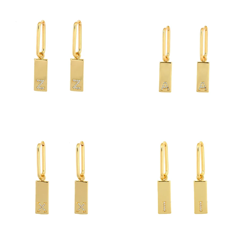 

Daihe Hip Hop Gold Plated Square Letters Drop Earring Women Lucky Cubic Zircon Copper Love Earrings Female Party Gift Jewelry