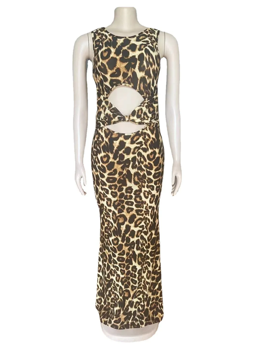 

2021 European summer new sexy Snake Print party dress fashion slim fit o-neck sleeveless vest long skirt