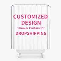 customized bath shower curtain for dropshippng polyester waterproof diy shower curtain bathroom curtain with 12pcs hooks