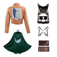 attack on titan shingeki no kyojin cosplay costumes set recon corps leather shorts harness belt apron skirt scouting legion cape