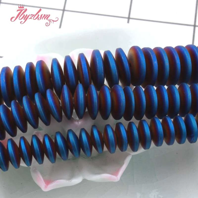 Rondelle синий гематит бусины Фрост рыхлый натуральный камень для самостоятельного